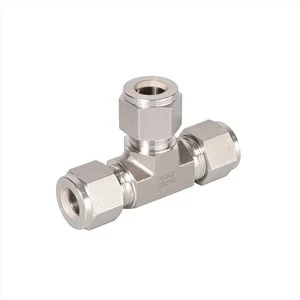 OD 3/8 Stainless hlau poj niam Threaded Ob chav Ferrule Equal Union Tee